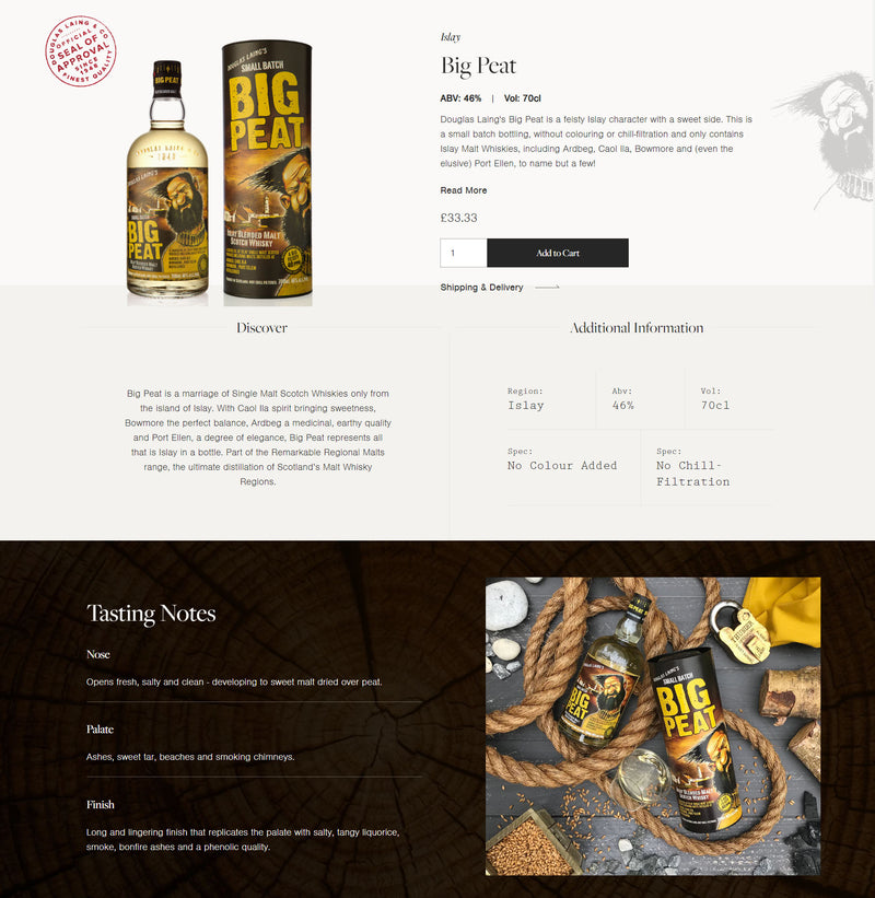 (Flash Sale - 60% off at check out) Douglas Laing's Big Peat Islay Blended Malt Scotch Whisky ABV 46% 70cl With Gift Box