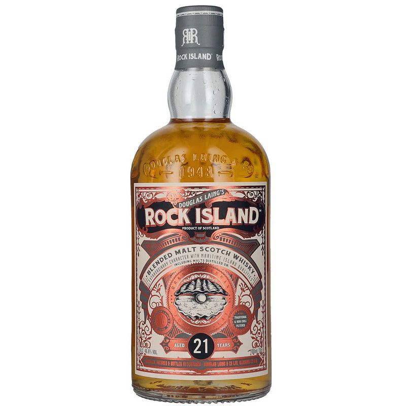 (Flash Sale - 60% off at check out) Douglas Laing's Rock Island 21 Years Old Maritime Island Blended Malt Scotch Whisky ABV 46.8% 70cl With Gift Box