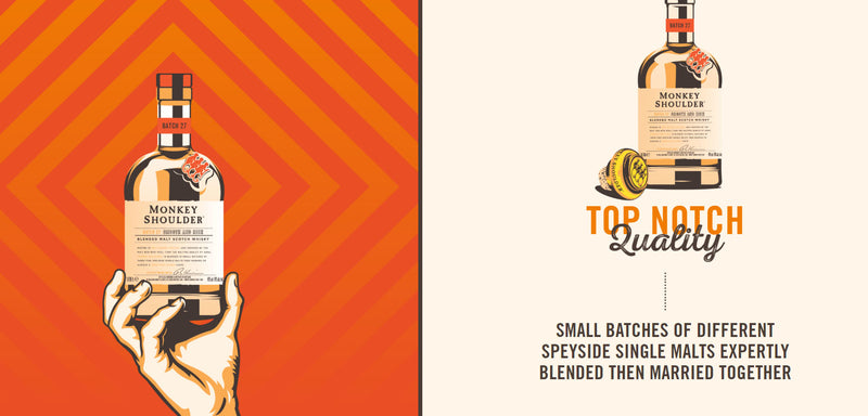 Monkey Shoulder Blended Malt Scotch Whisky ABV 40% 70cl (Both new and old designs are available; you may receive either design.)