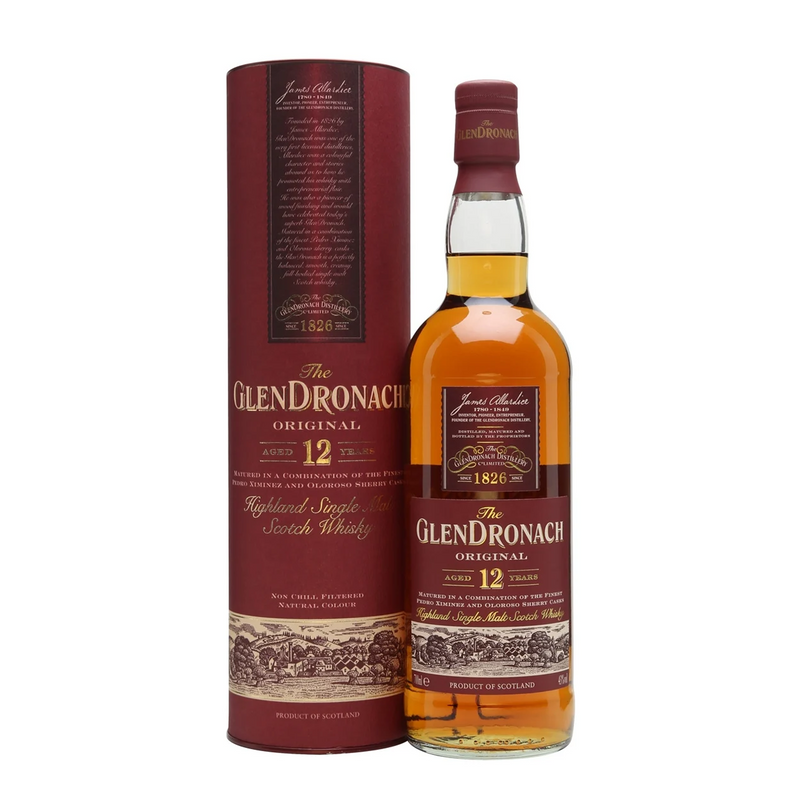 The Glendronach 12 Year Old Highland Single Malt Scotch Whisky ABV 43% 70cl with Gift Box