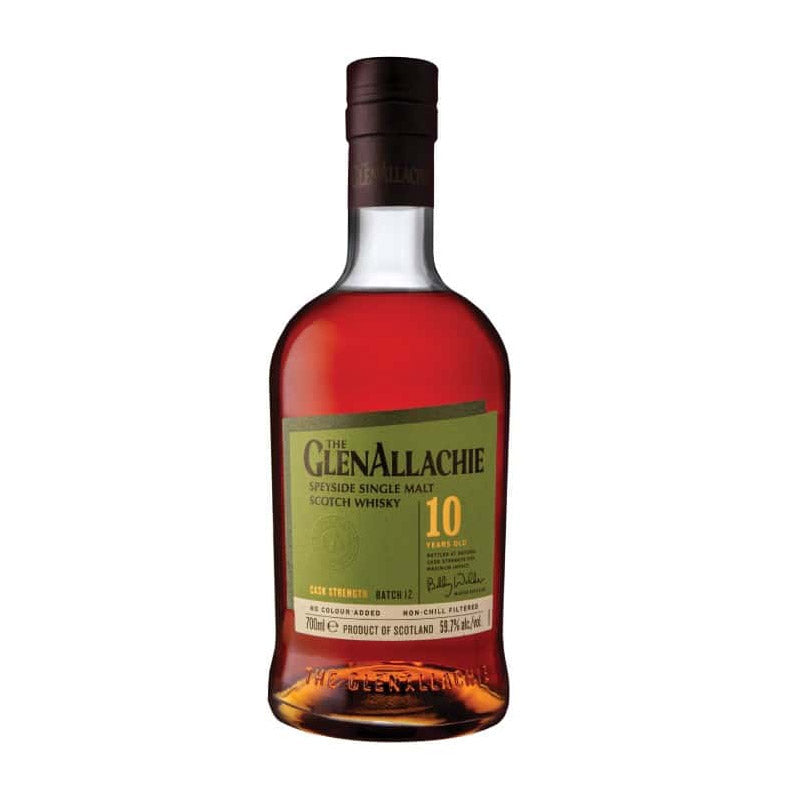 (EOY Sale - discount at check out) GlenAllachie 10 Year Old Cask Strength Batch 12 Speyside Single Malt Scotch Whisky with Gift Box ABV 59.7% 700ml