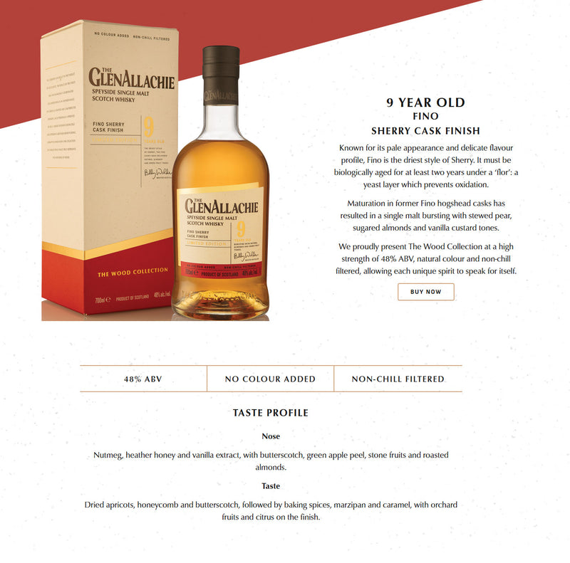 (EOY Sale - discount at check out) GlenAllachie 9 Year Old 2014 Fino Sherry Series Speyside Single Malt Scotch Whisky ABV 48% 700ml with Gift Box