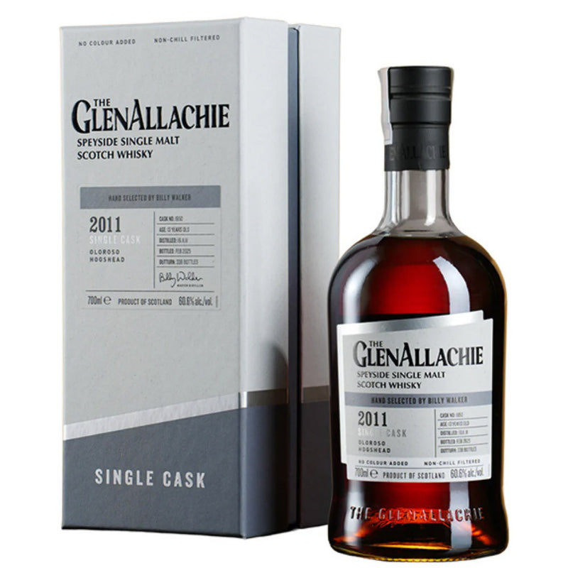 GlenAllachie Single Cask 2011 13 Year Oloroso & Hogshead #1950 Speyside Single Malt Scotch Whisky with Gift Box ABV 60.6% 700ml