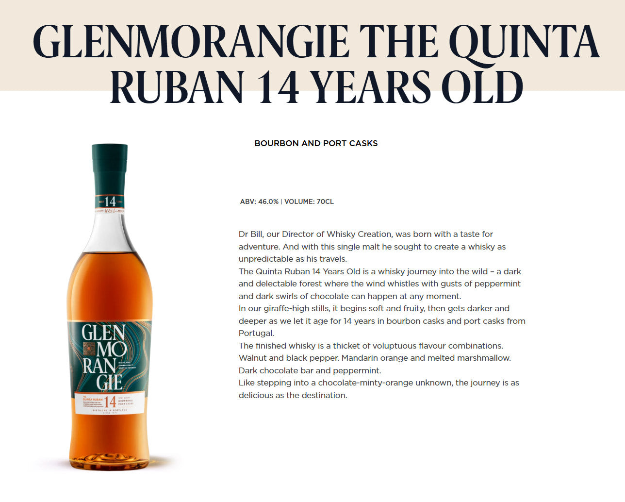 Glenmorangie 14 Years Old Quinta Ruban ABV 46% 70cl with Gift Box