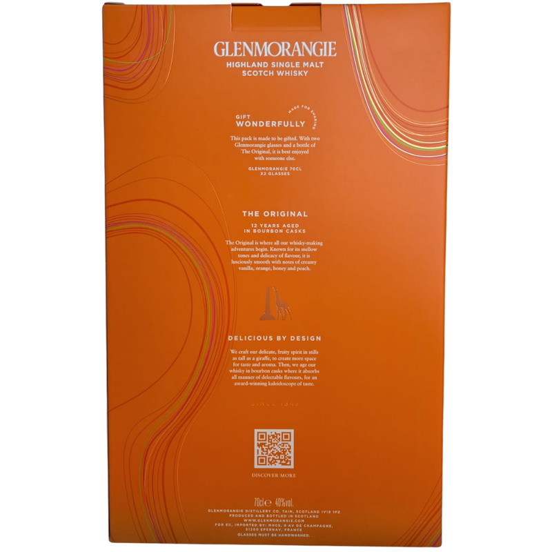 Glenmorangie 12 Year Old The Original with 2 Glasses Highland Single Malt Scotch Whisky ABV 40% 700ml (Gift Set)