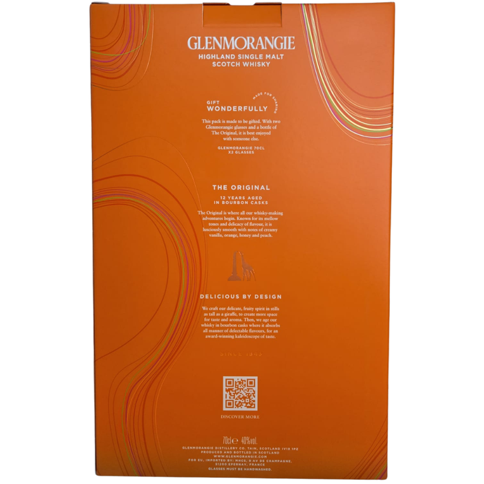 Glenmorangie 12 Year Old The Original with 2 Glasses Highland Single Malt Scotch Whisky ABV 40% 700ml (Gift Set)