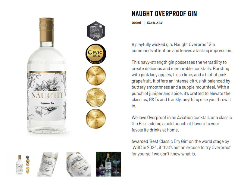 Naught Overproof Gin ABV 57.4% 700ml