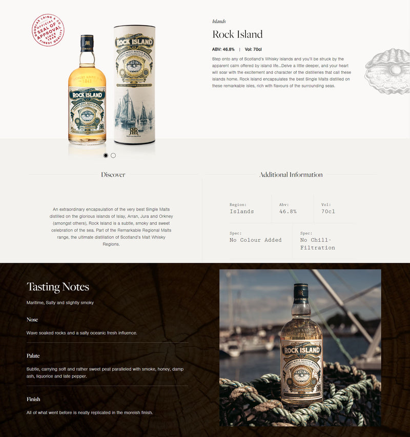 (Flash Sale - 60% off at check out) Douglas Laing's Rock Island Maritime Island Blended Malt Scotch Whisky ABV 46% 70cl With Gift Box