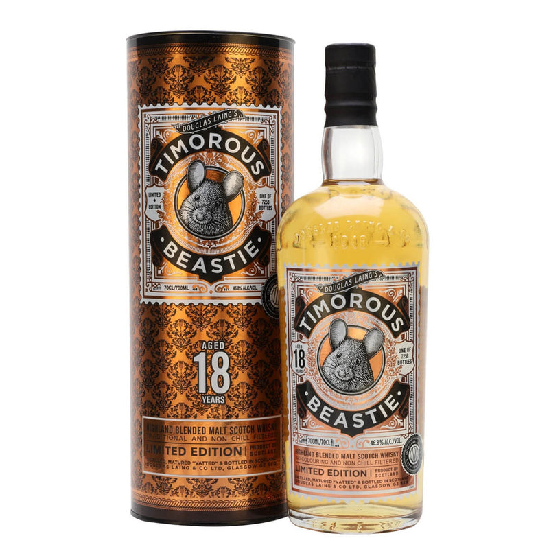 (Flash Sale - 60% off at check out) Douglas Laing's Timorous Beastie 18 Years Old Highland Blended Malt Scotch Whisky ABV 46% 70cl With Gift Box