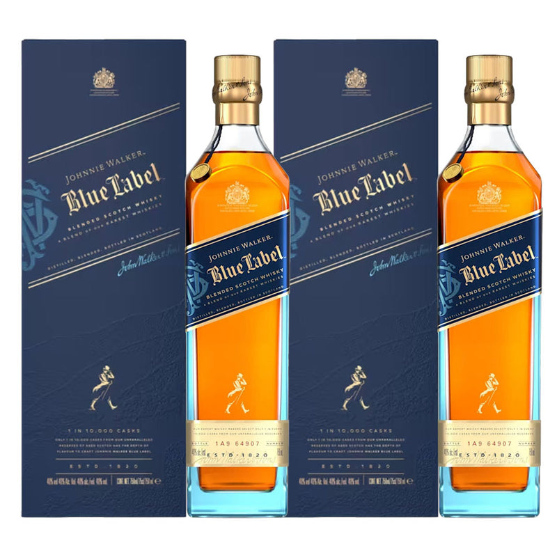 Bundle of 2 Bottles Johnnie Walker Blue Label Blended Scotch Whisky ABV 40% 750ml with Gift Box