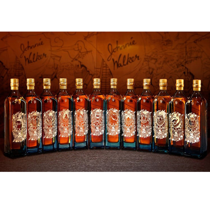 Johnnie Walker Blue Label - Full Set Chinese Zodiac 12 Animals Limited Edition ABV 40% (1L x 12 bottles)