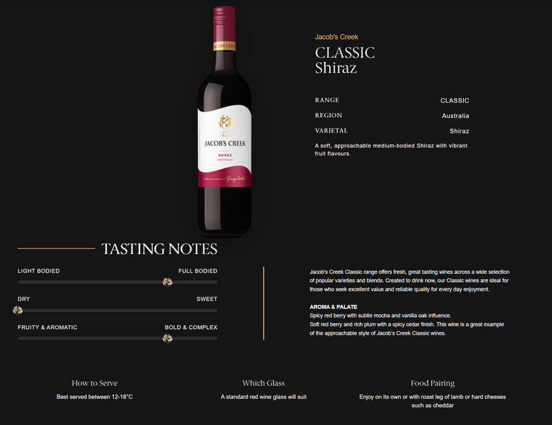Jacob's Creek Classic Shiraz ABV 14% 2024 75cl
