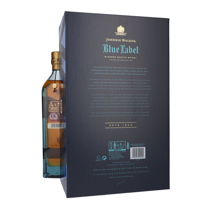 (Official Agent Stock) Johnnie Walker Blue Label - 2 Glass Gift Pack - 2022 Edition 700ML (Limited Edition Design Gift Set)