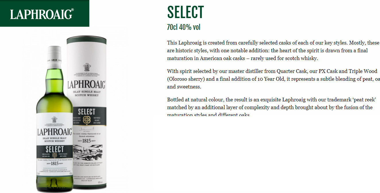 Laphroaig Select Cask Islay Single Malt Scotch Whisky ABV 40