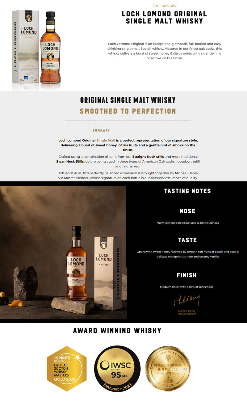 Loch Lomond Original Single Malt Scotch Whisky ABV 40% 700ml With Gift Box