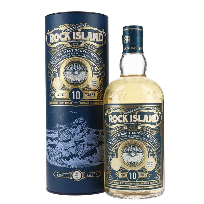 (Flash Sale - 60% off at check out) Douglas Laing's Rock Island 10 Years Old Maritime Island Blended Malt Scotch Whisky ABV 46% 70cl With Gift Box