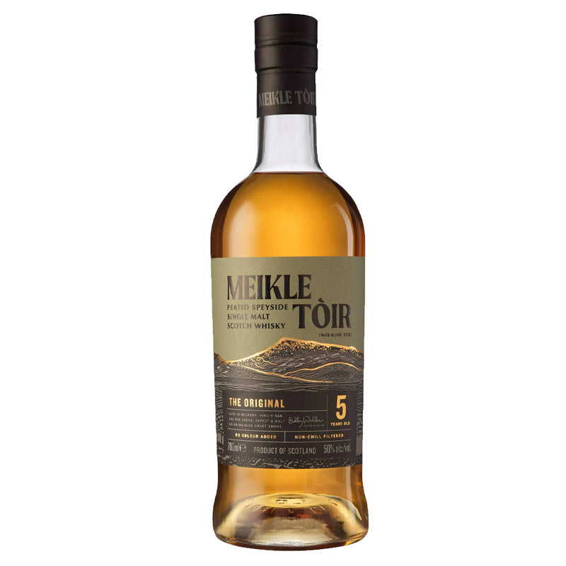 (EOY  Sale - discount at check out) Meikle Toir The Original 5 Year Peated Speyside Single Malt Scotch Whisky ABV 50% 700ml with Gift Box