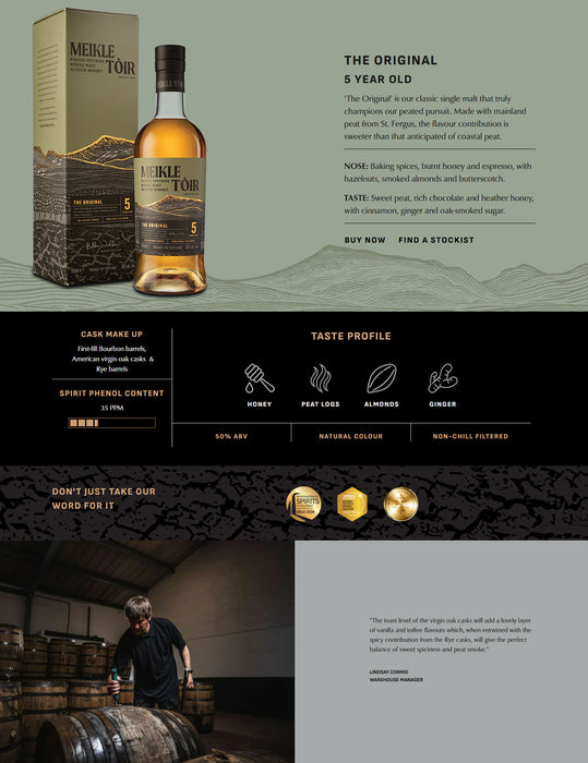 (MAR2026 Sale) Meikle Toir The Original 5 Year Peated Speyside Single Malt Scotch Whisky ABV 50% 700ml with Gift Box