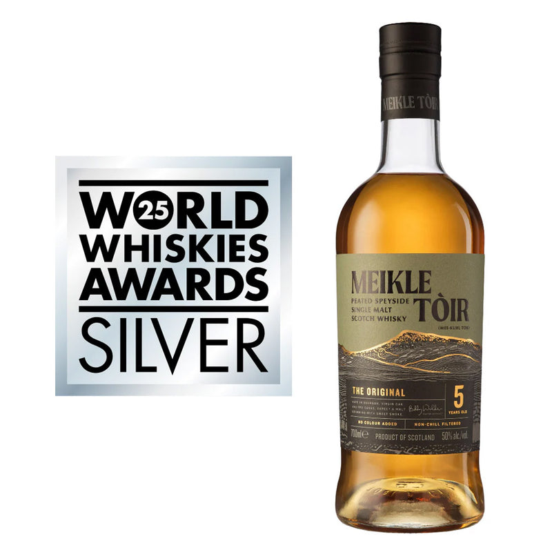 (EOY  Sale - discount at check out) Meikle Toir The Original 5 Year Peated Speyside Single Malt Scotch Whisky ABV 50% 700ml with Gift Box