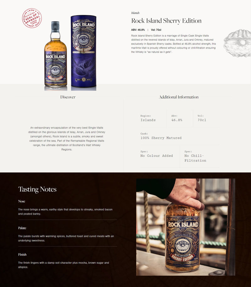 (Flash Sale - 60% off at check out) Douglas Laing's Rock Island Sherry Edition Maritime Island Blended Malt Scotch Whisky ABV 46.8% 70cl With Gift Box