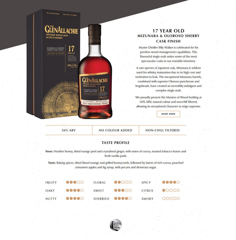 (SG61 Sale) (10% off at Check Out) The GlenAllachie 17 Year Old Mizunara & Oloroso Cask Finish ABV 50% 700ml with Gift Box