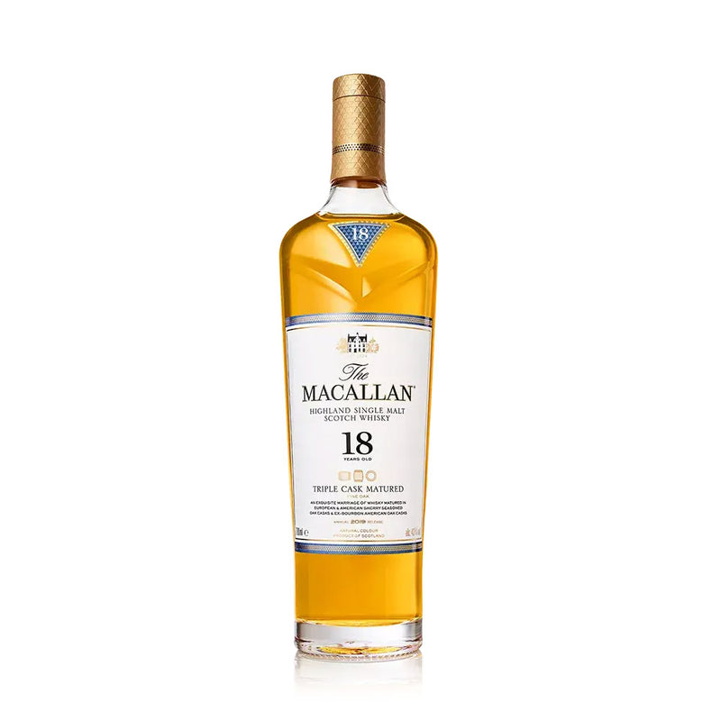 The Macallan 18 Year Old Triple Cask Matured 2019 Release Highland Single Malt Scotch Whisky ABV 43% 70cl with Gift Box