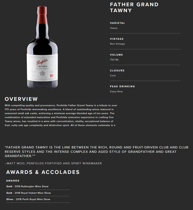 Penfolds Father 10 Years Old Grand Tawny 75cl (No Box)
