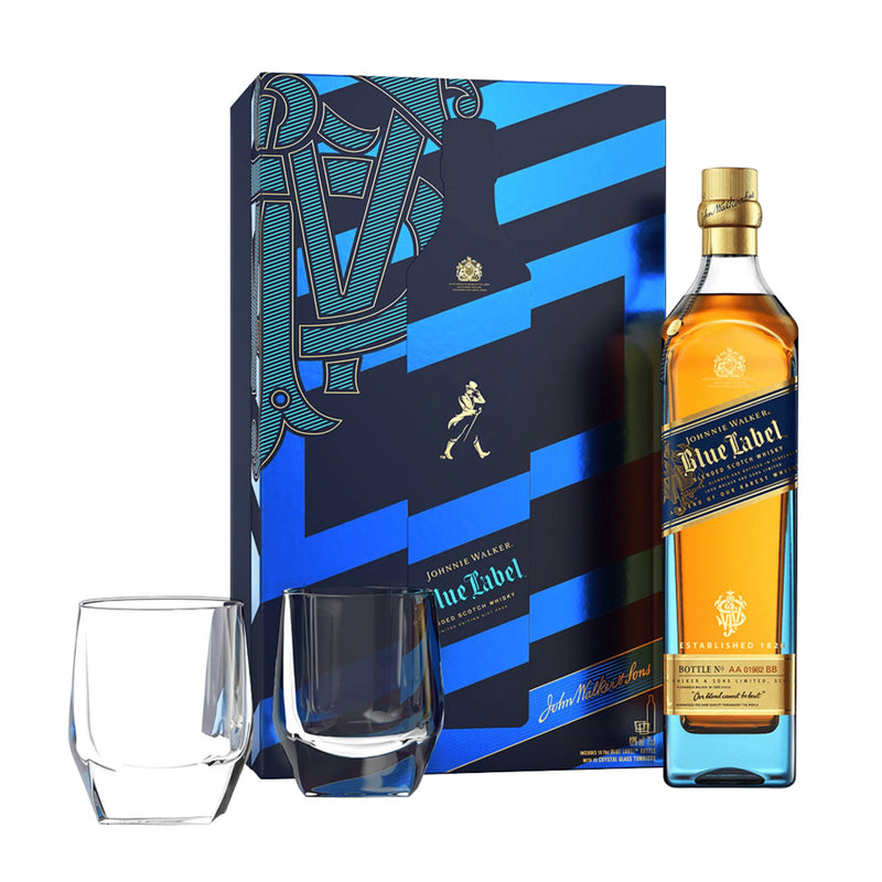 (EOY Sale) (Gift Set) Johnnie Walker Blue Label with 2 Crystal Glass (worth $80) - 2022 Limited Edition 700ml (Official Agent Stock)