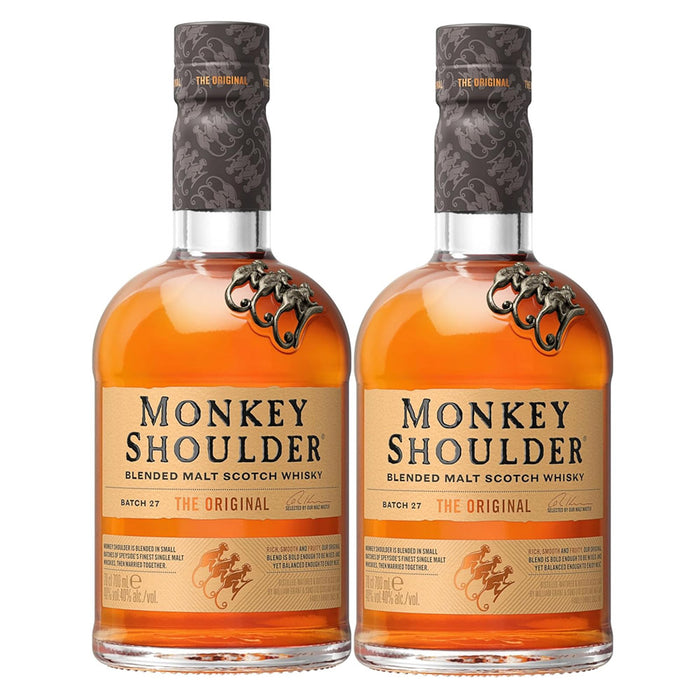 Monkey Shoulder Blended Malt Scotch Whisky ABV 40% 700ml x 2 Bottles (Both new and old designs are available; you may receive either design.)