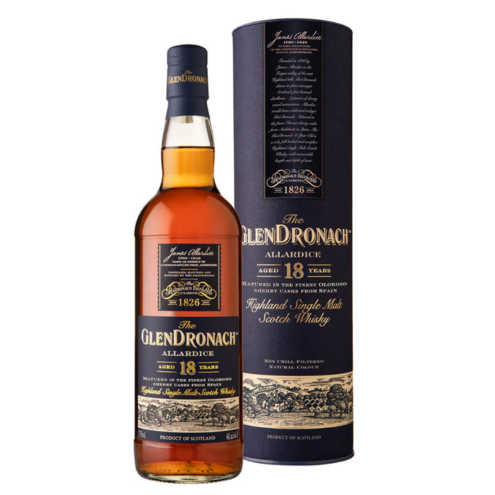 The Glendronach 18 Year Old Allardice Highland Single Malt Scotch Whisky ABV 46% 70cl with Gift Box