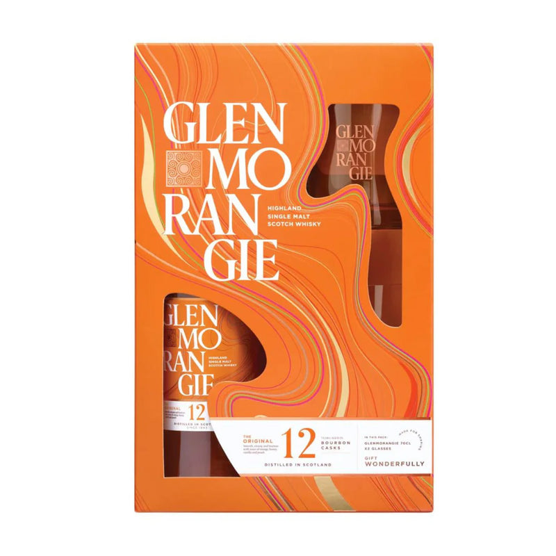 Glenmorangie 12 Year Old The Original with 2 Glasses Highland Single Malt Scotch Whisky ABV 40% 700ml (Gift Set)