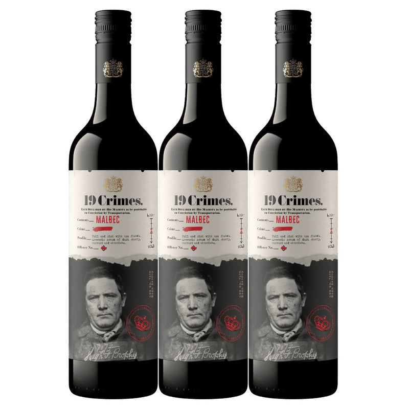 Bundle of 3 Bottles 19 Crimes Malbec 750ml