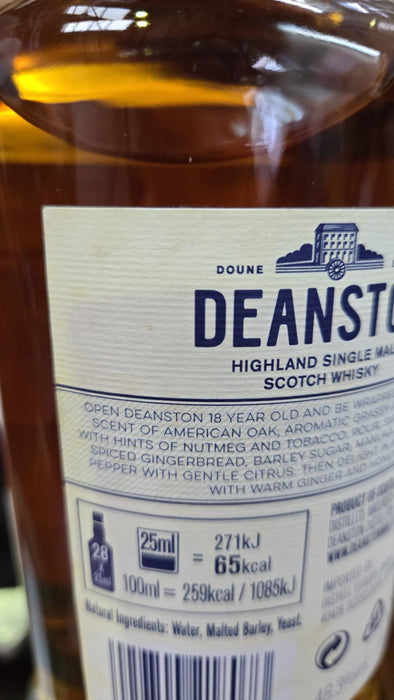Deanston 18 Year Old Highland Single Malt Scotch Whisky ABV 46.3% 70cl /700ml with Gift Box (Box & Label is not in good condition