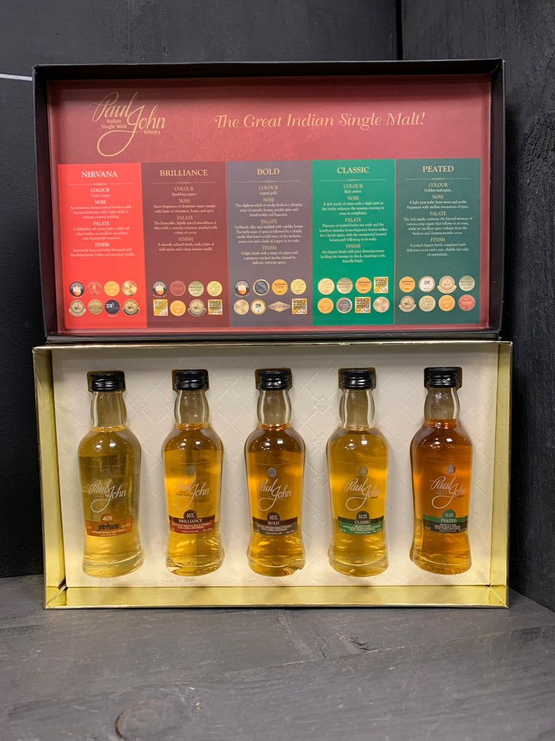 Paul John Indian Single Malt Whisky 5-Bottle Miniature Gift Pack (5 x 5cl)