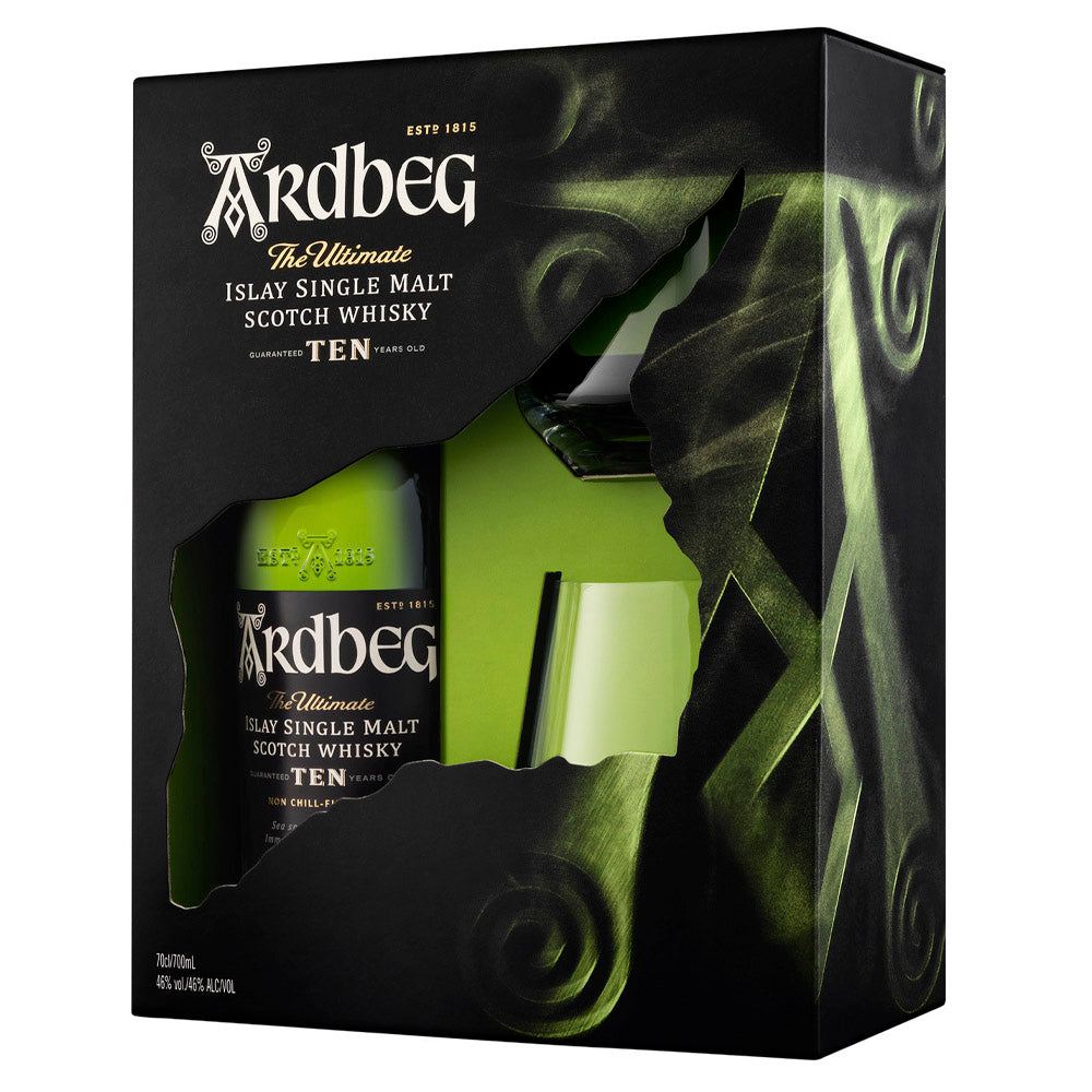 Ardbeg 10 Year Old with 2 Glasses VAP Islay Single Malt Scotch
