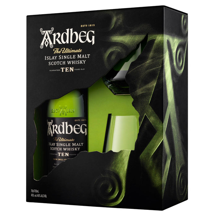Ardbeg 10 Year Old with 2 Glasses VAP Islay Single Malt Scotch Whisky ABV 46% 70cl With Gift Box (Gift Set)