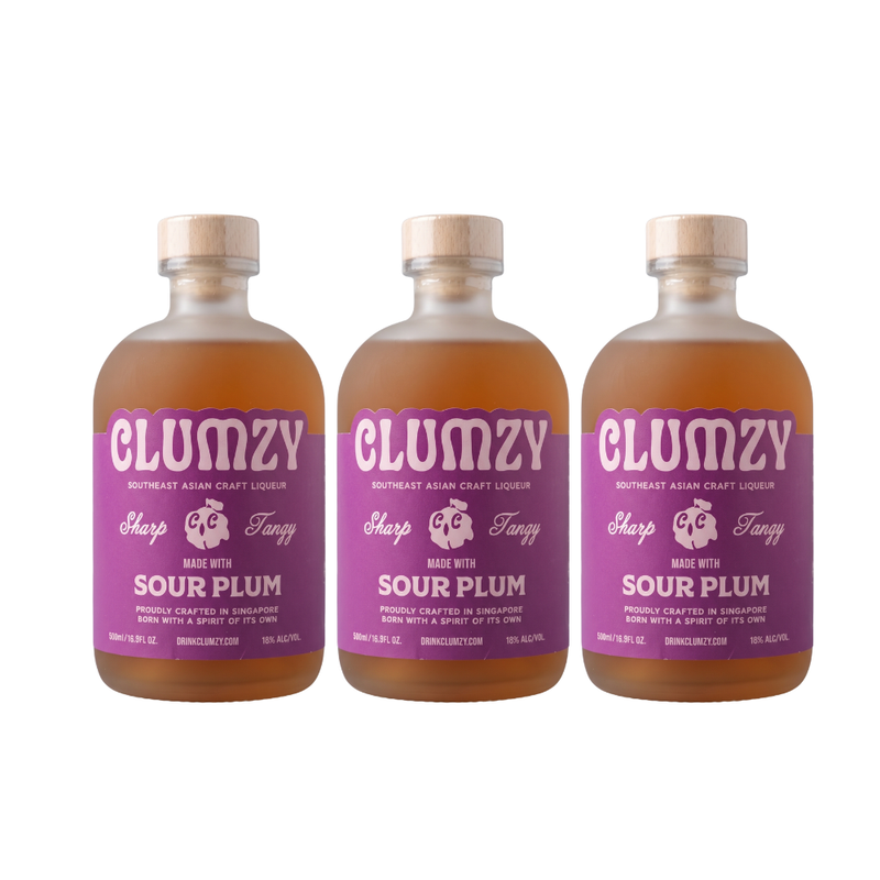 Bundle of 3 Bottles Clumzy Plumzy Sour Plum Vodka ABV 17.4% 500ml