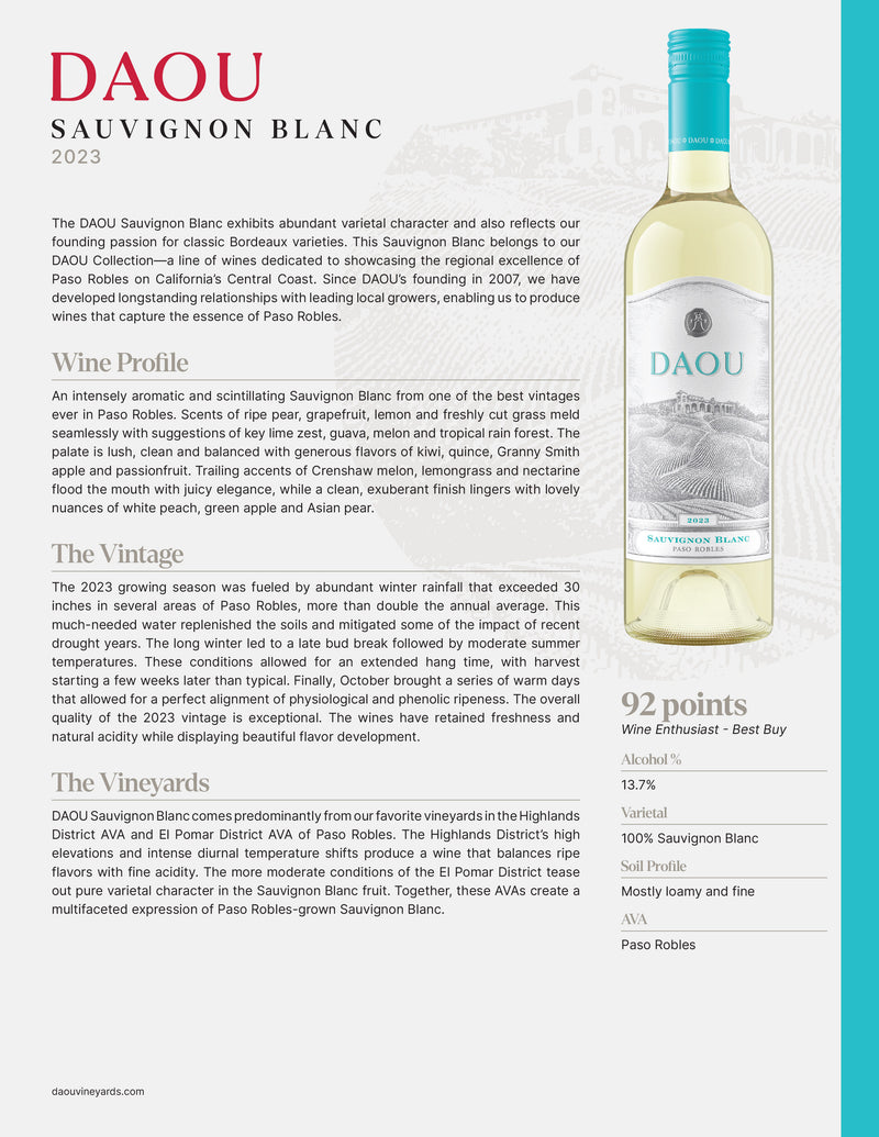 DAOU Discovery Sauvignon Blanc 2023 ABV 13.7% 750ml
