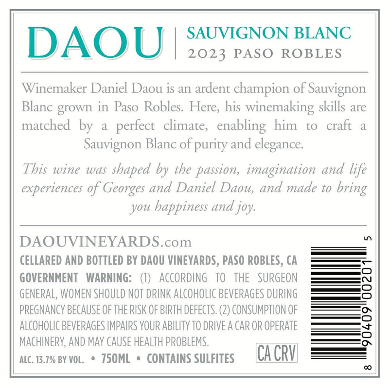 DAOU Discovery Sauvignon Blanc 2023 ABV 13.7% 750ml