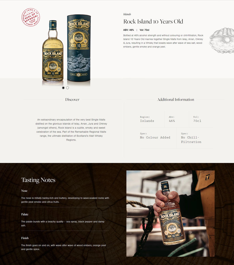 (Flash Sale - 60% off at check out) Douglas Laing's Rock Island 10 Years Old Maritime Island Blended Malt Scotch Whisky ABV 46% 70cl With Gift Box