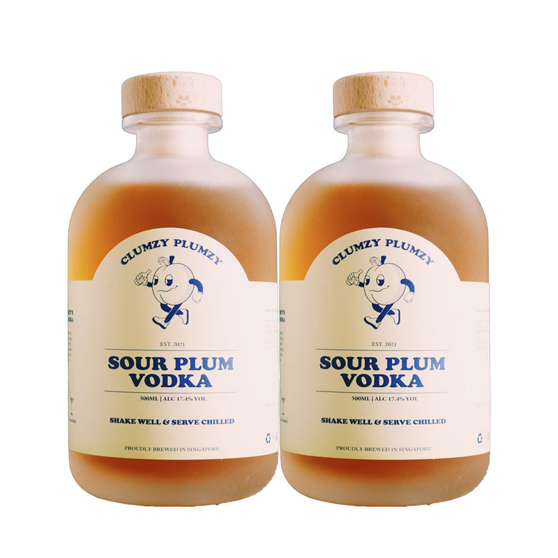 Bundle of 2 Bottles Clumzy Plumzy Sour Plum Vodka ABV 17.4% 500ml