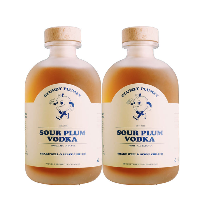 (12.12xChristmas Sale) Bundle of 2 Bottles Clumzy Plumzy Sour Plum Vodka ABV 17.4% 500ml