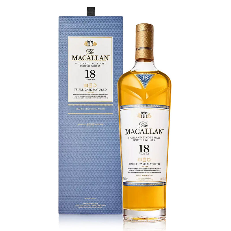 The Macallan 18 Year Old Triple Cask Matured 2019 Release Highland Single Malt Scotch Whisky ABV 43% 70cl with Gift Box