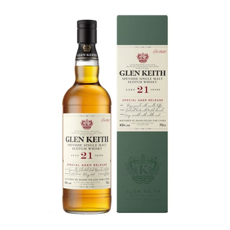 Glen Keith 21 Years Old Speyside Single Malt Scotch Whisky ABV 43% Vol 70cl / 700ml