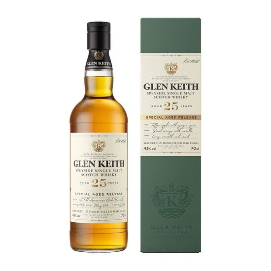 Glen Keith 25 Years Old Speyside Single Malt Scotch Whisky ABV 43% Vol 70cl / 700ml