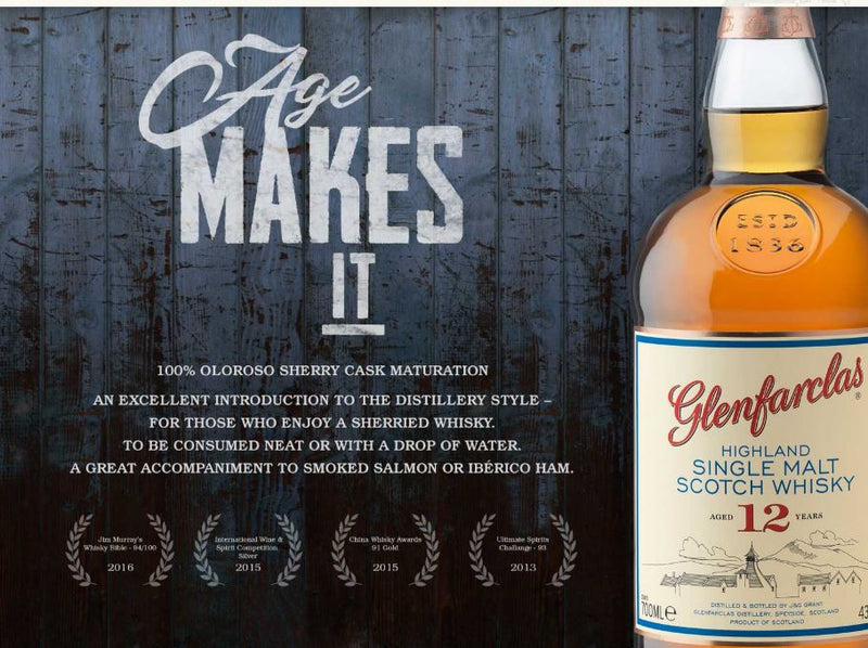 Glenfarclas 12 Year Old Highland Single Malt Scotch Whisky ABV 43% 100cl (No Box)