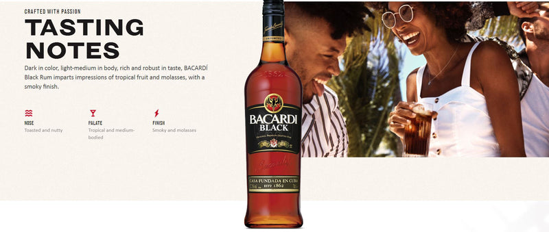 Bacardi Black Rum ABV 40% 1000ml (1L)