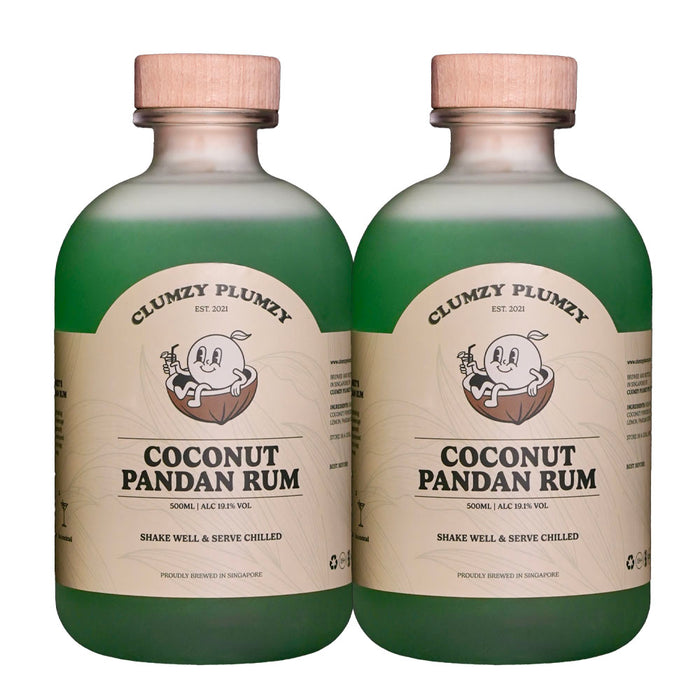 (12.12xChristmas Sale) Bundle of 2 Bottles Clumzy Plumzy Coconut Pandan Rum ABV 19.1% 500ml