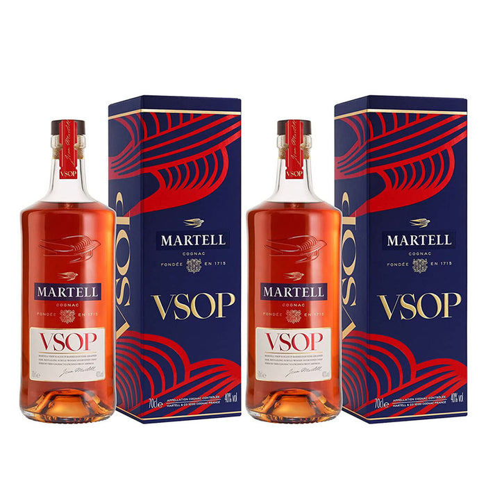 Bundle of 2 Bottles Martell VSOP Cognac ABV 40% 70cl With Gift Box