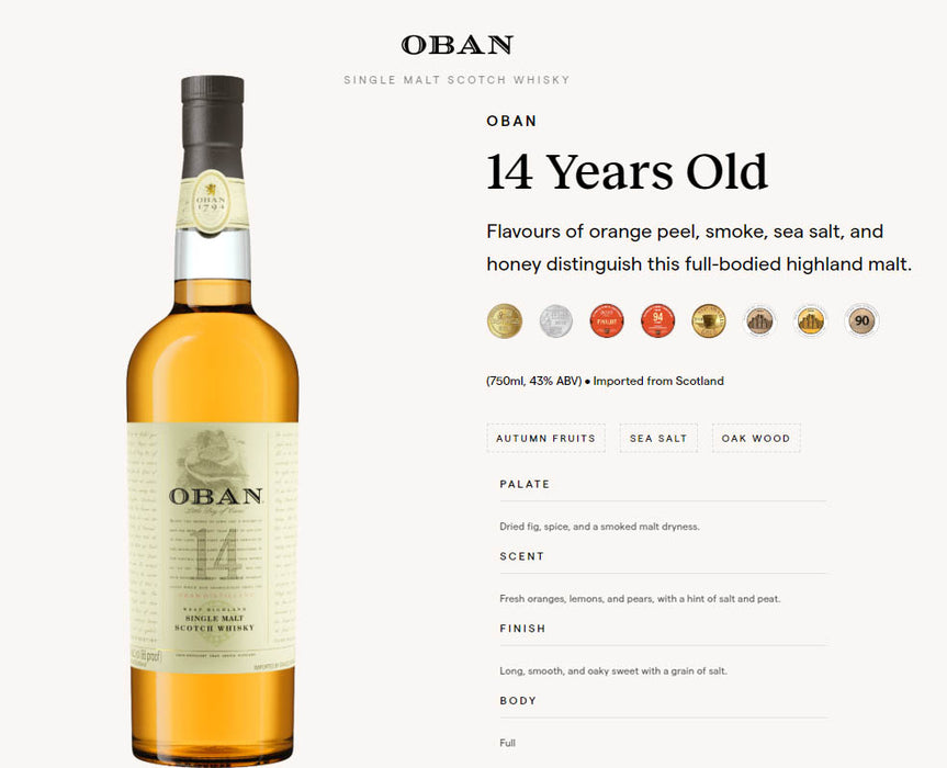 Oban 14 Year Old Single Malt Scotch Whisky ABV 43% 700ml